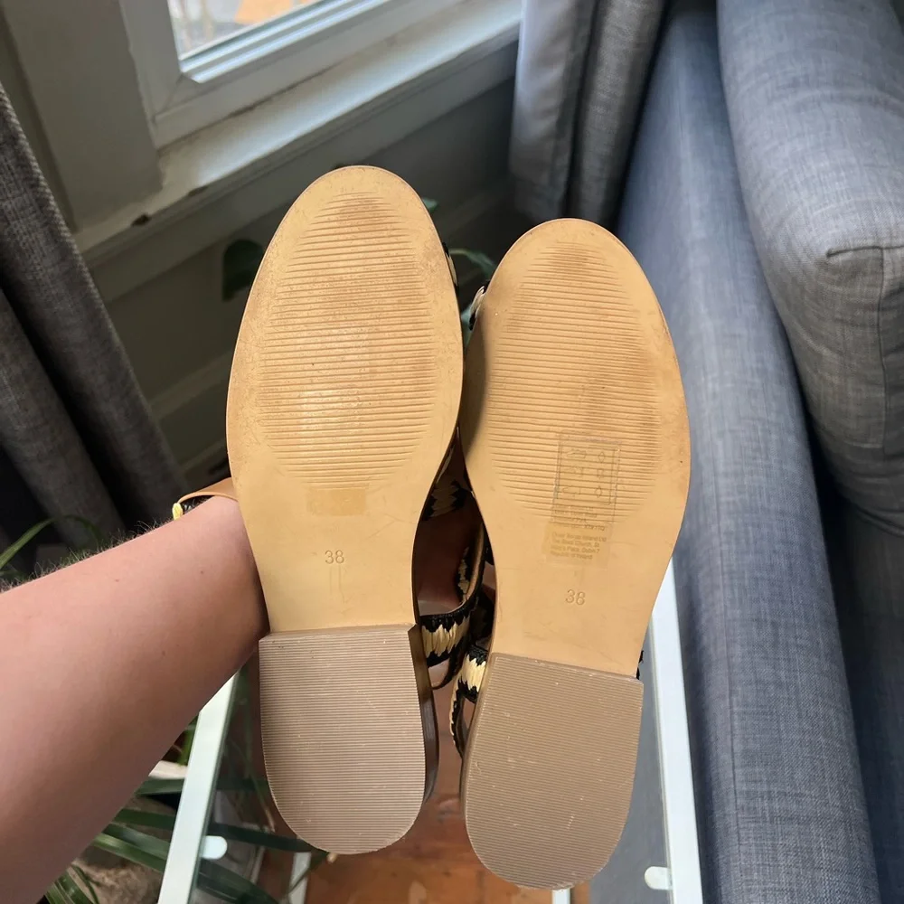 Oliver Bonas Black & Cream Woven Leather Sandals - Picture 3 of 5